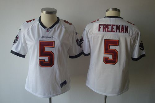 Buccaneers #5 Josh Freeman White Women's Team Jersey Stitched NFL Jersey - Click Image to Close